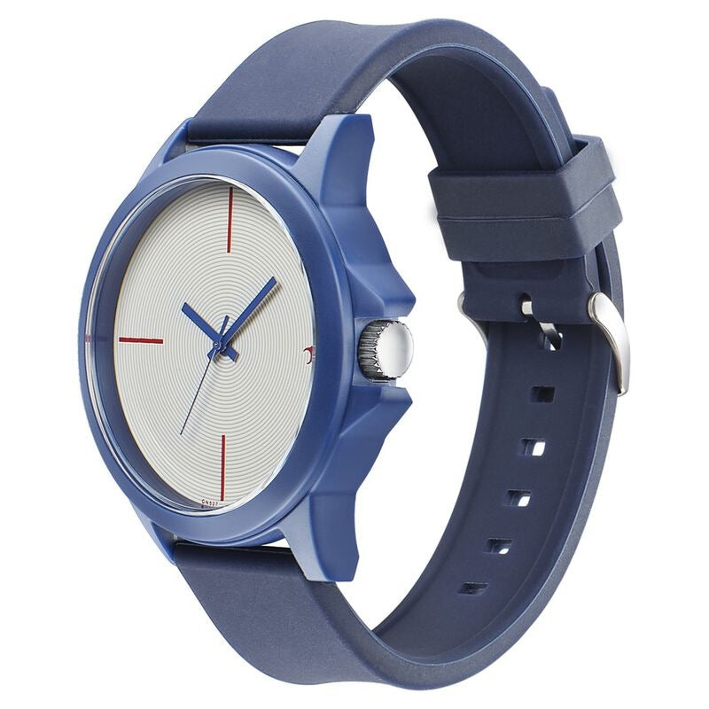Fastrack Blue Silicone Strap Analog Watch with White Textured Dial