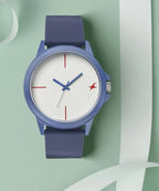 Fastrack Blue Silicone Strap Analog Watch with White Textured Dial