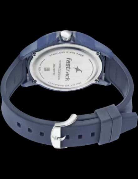 Fastrack Blue Silicone Strap Analog Watch with White Textured Dial