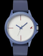 Fastrack Blue Silicone Strap Analog Watch with White Textured Dial