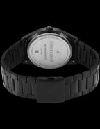 Fastrack All-Black Stainless-Steel Analog Watch with Red Accents
