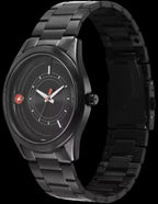 Fastrack All-Black Stainless-Steel Analog Watch with Red Accents