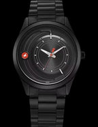 Fastrack All-Black Stainless-Steel Analog Watch with Red Accents
