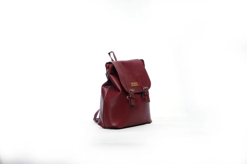 North Pole,Empress, faux leather backpack, navy blue backpack, flap buckle backpack, semi-formal backpack, office backpack, college backpack