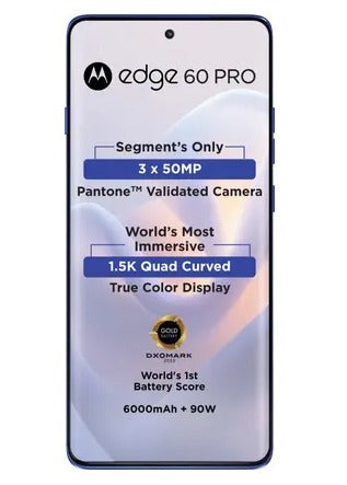 MOTO EDGE 60 PRO 8GB 256GB PANTONE DAZZLING BLUE,Motorola, Edge 60 Pro, Pantone Dazzling Blue, 8GB RAM, 256GB storage, 6000 MAh battery, 6.7″ POLED display,