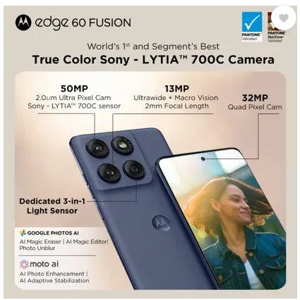 MOTO EDGE 60 FUSION 5G 12GB 256GB PANTONE SLIPSTREAM,Moto Edge 60 Fusion, Moto smartphone, 12GB RAM, 256GB storage, 5G mobile phone, fast performance.