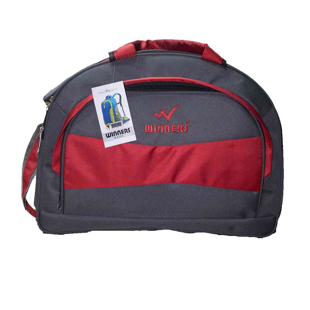 North Pole| Duffel bag - Winners bag ,Winners duffel bag, grey duffel bag, gym bag red accents, travel duffel 30L, sports bag