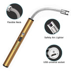 Electric Arc Gas Lighter Black - Rechargeable Plasma for Cooking, Kitchen, Pooja Candles - USB Charging, Windproof, Long-Lasting 360° Flexible (Multicolor)