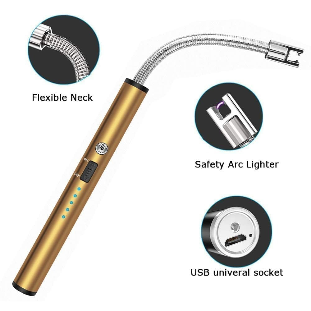 Electric Arc Gas Lighter Black - Rechargeable Plasma for Cooking, Kitchen, Pooja Candles - USB Charging, Windproof, Long-Lasting 360° Flexible (Multicolor)