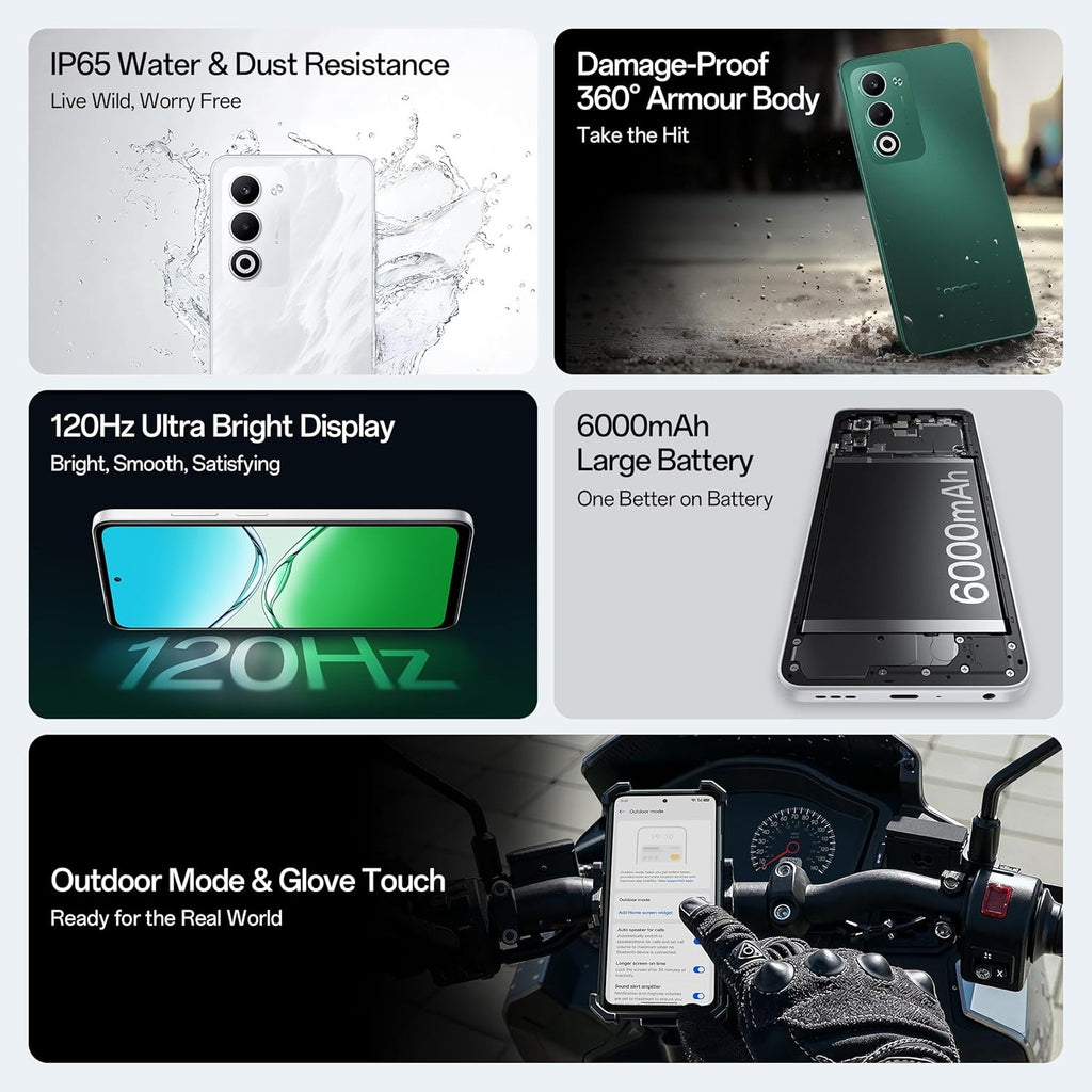 OPPO - CPH2751 A5 5G 6GB 128GB WHITE,White color phone, 5G smartphone ,Large battery phone OPPO India Budget 5G mobile