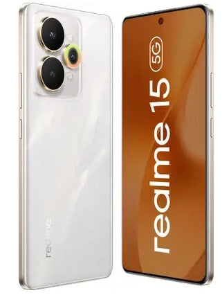 REALME - RMX5106 15 5G 8GB 128GB FLOWING SILVER,Realme smartphone, 5G mobile, 8GB RAM phone, 128GB storage phone, Realme India, fast charging, Android mobile
