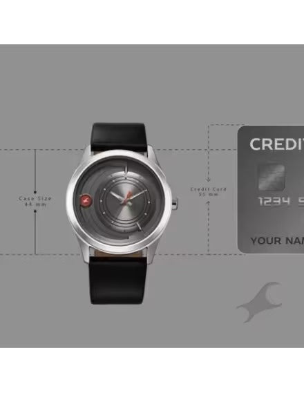 Fastrack Groove Quartz Analog Grey Dial Black Leather Strap Watch For Guys