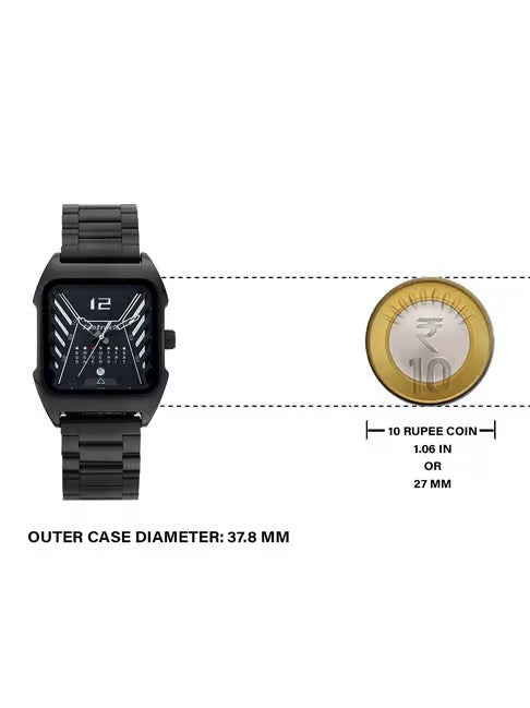Fastrack Gamify Quartz Analog with Day and Date Black Dial Metal Strap Watch