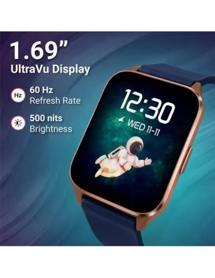 Fastrack Square Display Smartwatch with Blue Silicone Strap