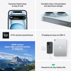 Apple iPhone 15 (128 GB) - Green,iPhone 15, Apple smartphone, 128 GB storage, Green iPhone, A16 Bionic, Super Retina XDR, dual camera, iOS phone, 5G smartphone,