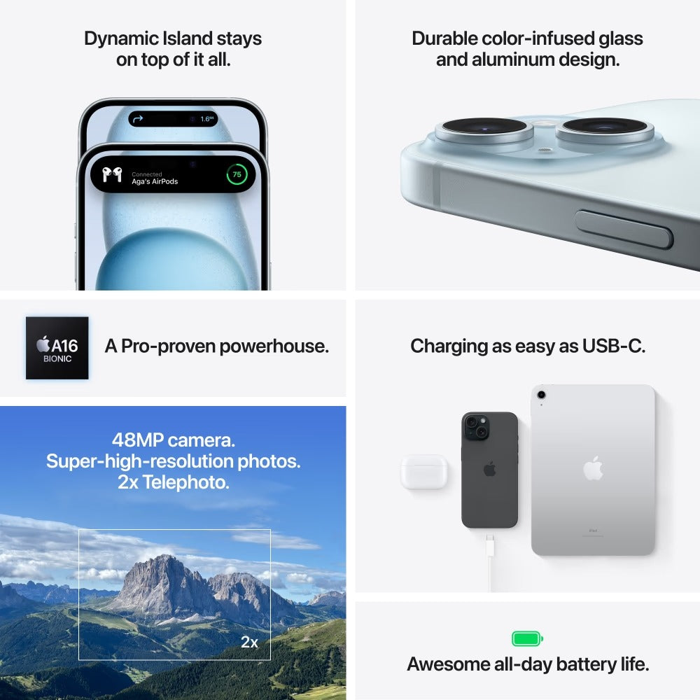 Apple iPhone 15 128GB Black,iPhone 15 Black, Apple smartphone, 128GB storage, A16 Bionic, 5G phone, Super Retina XDR, dual camera, premium Apple phone,