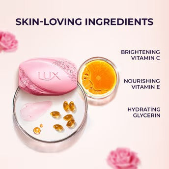 Lux Even-toned Glow Bathing Soap infused with Vitamin C & E | For Superior Glow | 150g x 3