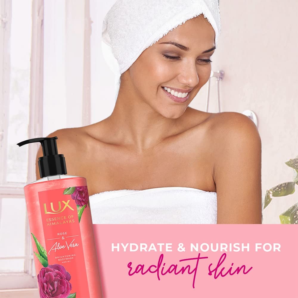 Lux Essence of Himalayas Rose & Aloe Vera Brightening Bodywash 400 ml,Lux bodywash, Rose & Aloe Vera, brightening bodywash, Himalayas essence, women bodywash,