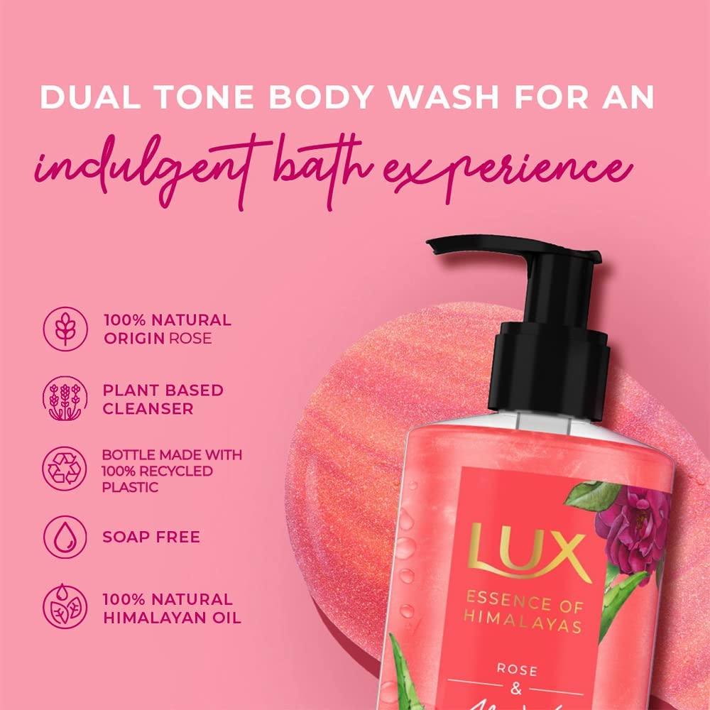 Lux Essence of Himalayas Rose & Aloe Vera Brightening Bodywash 400 ml,Lux bodywash, Rose & Aloe Vera, brightening bodywash, Himalayas essence, women bodywash,