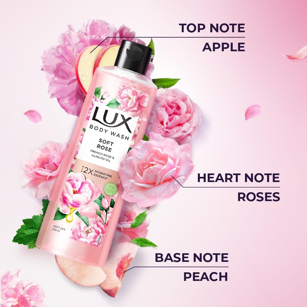 Lux Soft Rose Bodywash with French Rose & Almond Oil, 245 ml