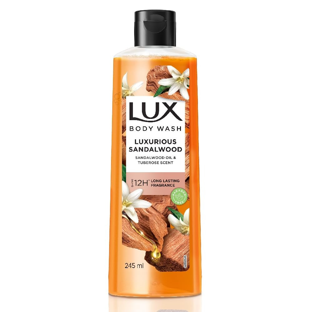 Lux Luxurious Sandalwood with Sandalwood Oil & Tuberose Scent, 245 ml,Lux Sandalwood bodywash, Lux Tuberose bodywash, Sandalwood oil body wash