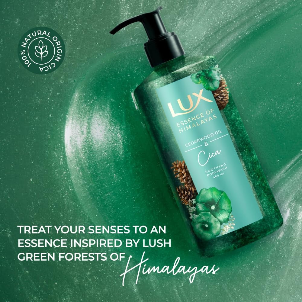 Lux Essence of Himalayas | Cedarwood Oil & Cica|100% Natural himalayan oil | Soothing Body Wash 400 ml,Lux Body Wash, Himalayan Oil, Cedarwood Body Wash
