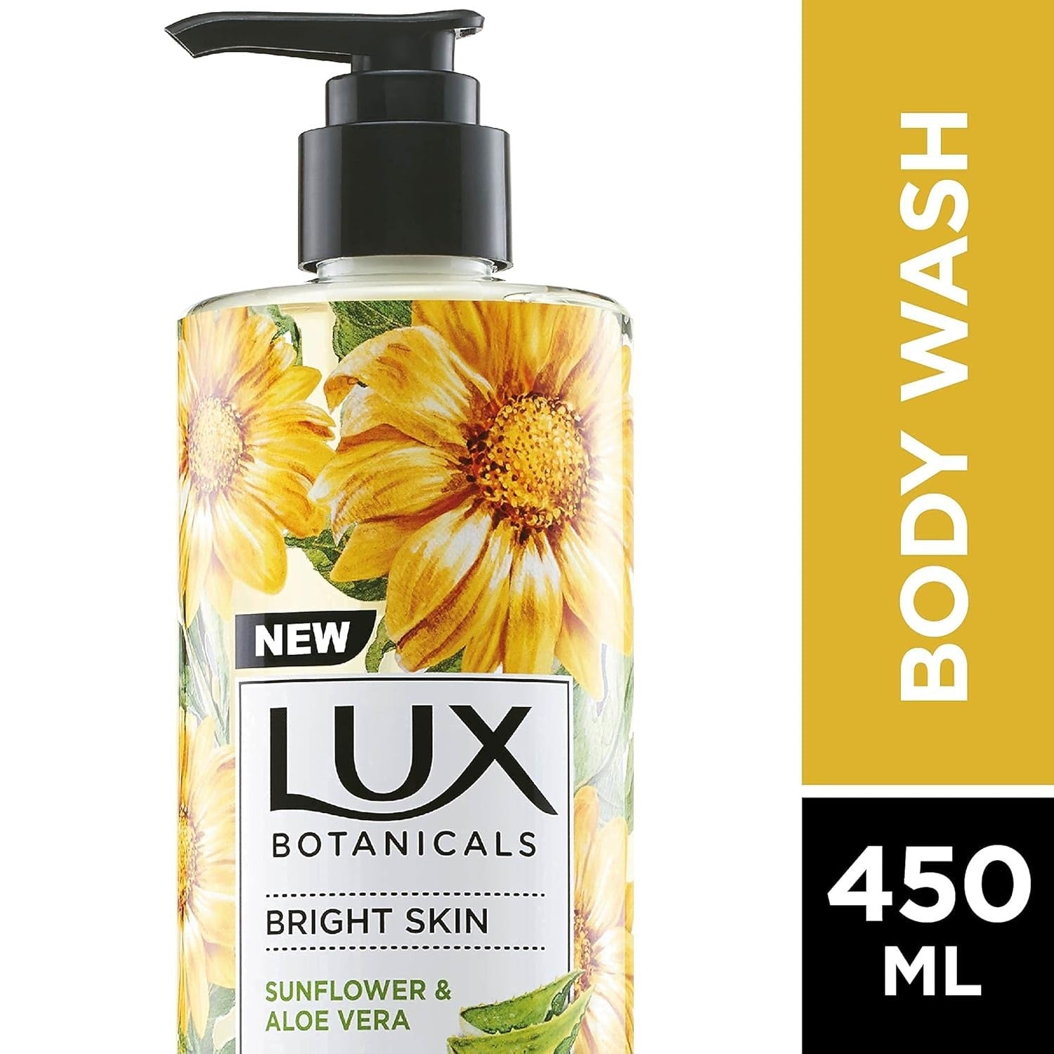 Lux Botanicals Body Wash, Sunflower & Aloe Vera, Shower Gel for Women, 100% Natural Extracts, Gives Bright Skin, Paraben Free, 450 ml,Lux Botanicals Body Wash