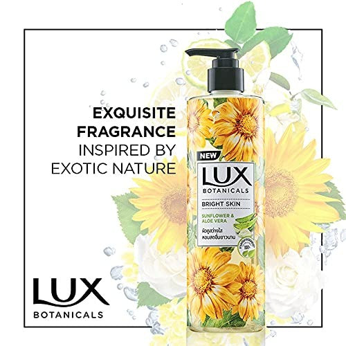 Lux Botanicals Body Wash, Sunflower & Aloe Vera, Shower Gel for Women, 100% Natural Extracts, Gives Bright Skin, Paraben Free, 450 ml,Lux Botanicals Body Wash