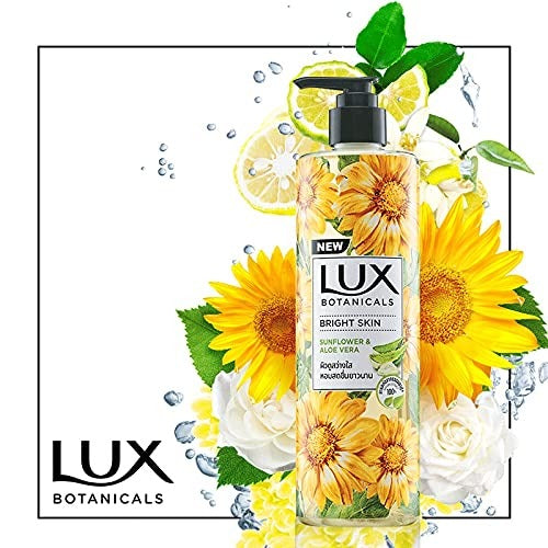 Lux Botanicals Body Wash, Sunflower & Aloe Vera, Shower Gel for Women, 100% Natural Extracts, Gives Bright Skin, Paraben Free, 450 ml,Lux Botanicals Body Wash