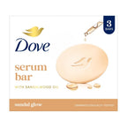 Dove Serum Bar | with Sandalwood Oil | Sandal Glow | 375g (125g x 3),Dove Serum Bar with Sandalwood Oil delivers a natural sandal glow while deeply nourishing.