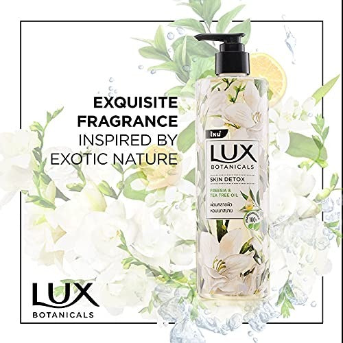 Lux Botanicals Skin Detox Body Wash With Freesia&Tea Tree Oil Extracts For Women,100% Natural Extracts,Purifying&Gentle Shower Gel For Nourished&Revived Skin