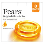 Pears Pure & Gentle Bathing Soap Bar 125 g (Combo Pack of 8) Moisturizing Glycerin Soap for Soft|| Glowing Skin & Body - Paraben Free|| For Men & Women,