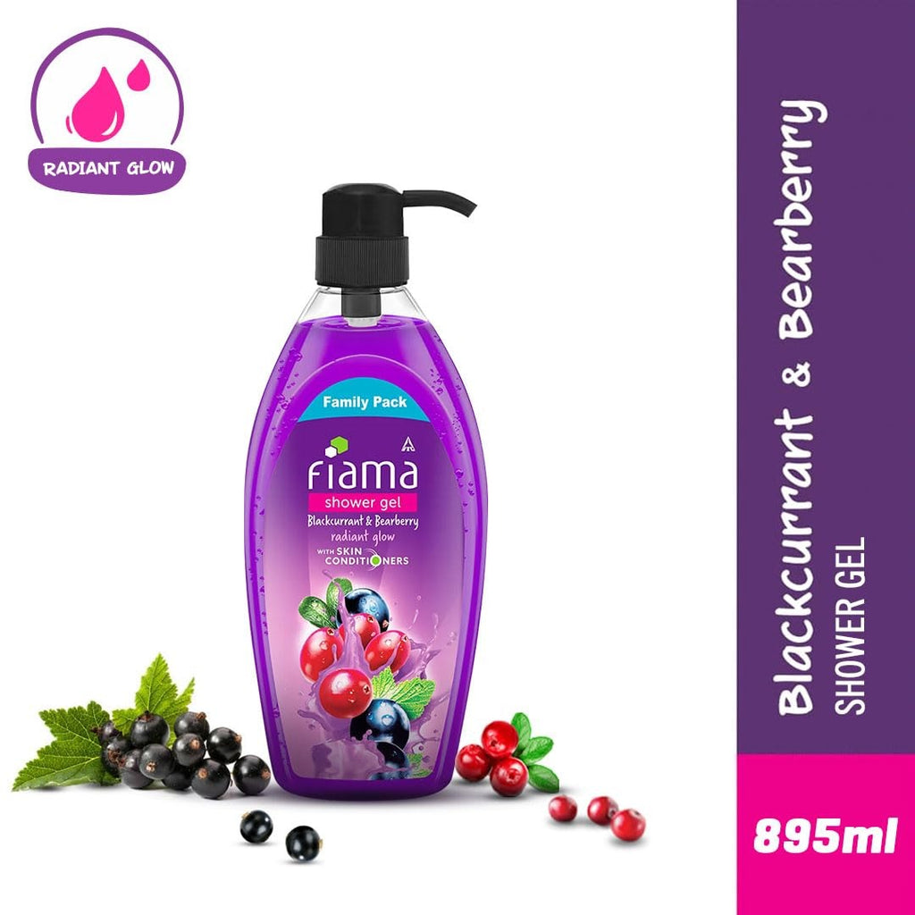 Fiama Body Wash Shower Gel Blackcurrant & Bearberry, 895 ml Family Pack, Body Wash for Women & Men with Skin Conditioners for Radiant Glow