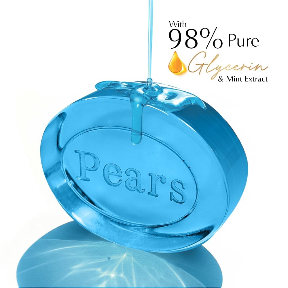 Pears Soft & Fresh Bathing Soap Bar 125 g (3+1 Free Combo) With Glycerin & Mint|| Cooling Soap for Glowing Skin & Body - Paraben Free|| For Men & Women,