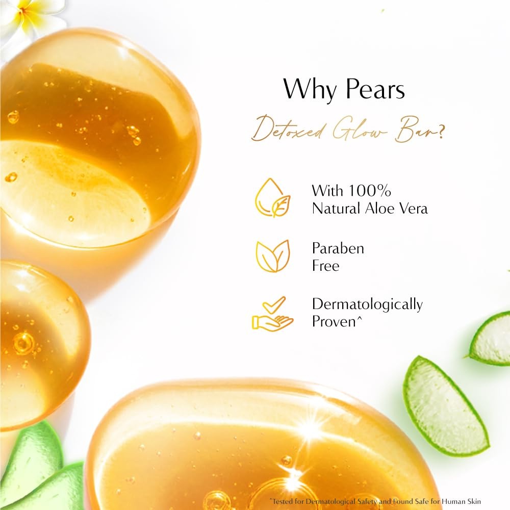 Pears Naturalé Aloe Vera Detoxifying Soap Bar|| 125 g (Pack of 4),Pears Naturalé Aloe Vera Soap, Detoxifying Soap Bar, Glycerin Soap, Aloe Vera Bathing Bar,
