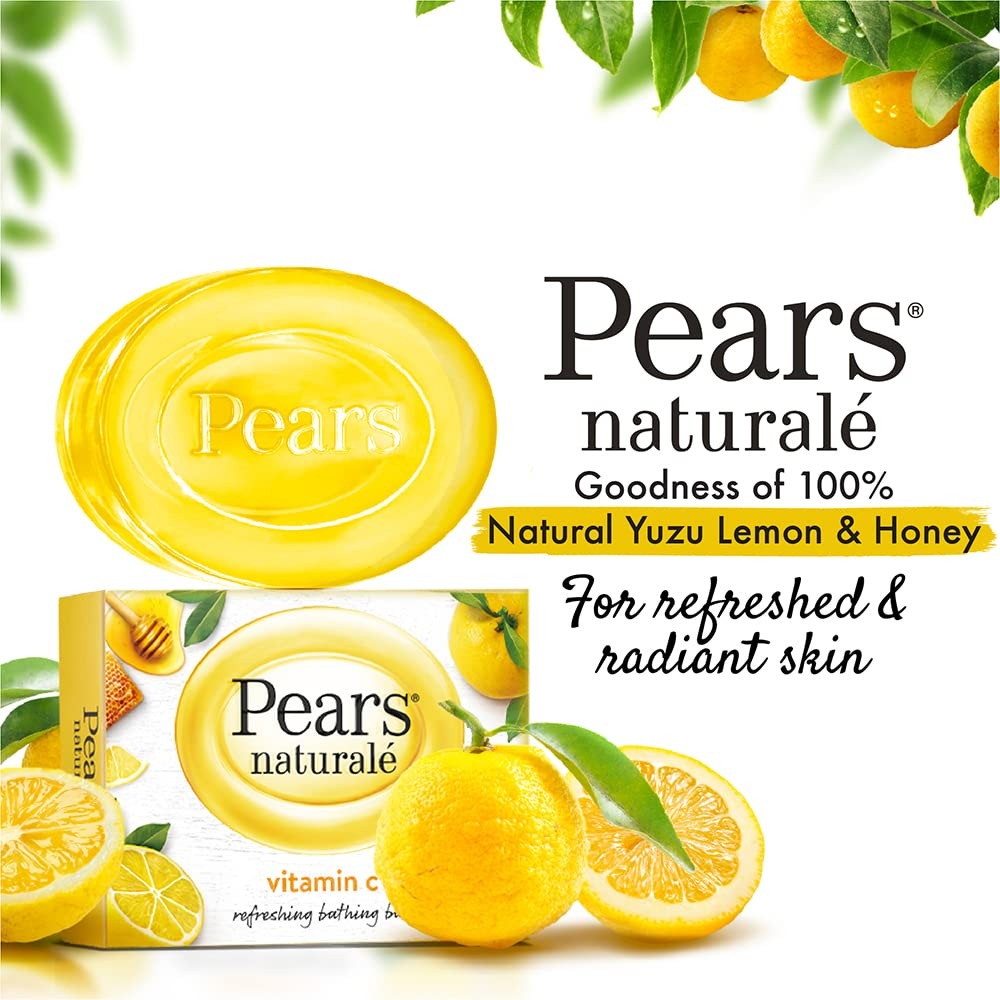 Pears Naturale Vitamin C Soap 100gm,Pears Vitamin C Soap, Brightening Soap Bar, Naturale Soap, Glycerin Soap, Citrus Soap, Glowing Skin Soap, Natural Extracts,