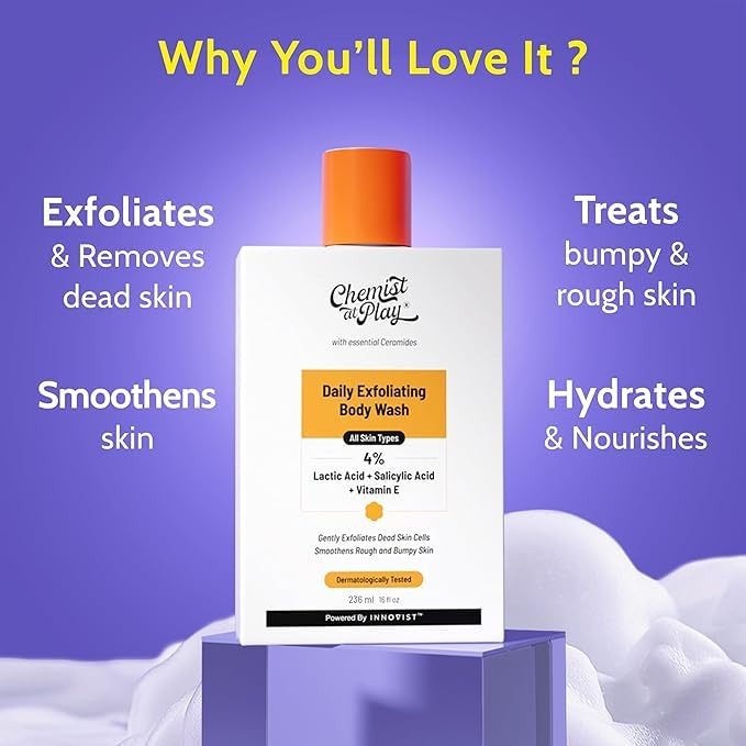 Chemist At Play Exfoliating Body Wash + Under-Arm Roll-On, Aqua Fragrance | Prevent Dry, Rough, Bumpy Skin, Brightens Skin & Exfoliates Underarm