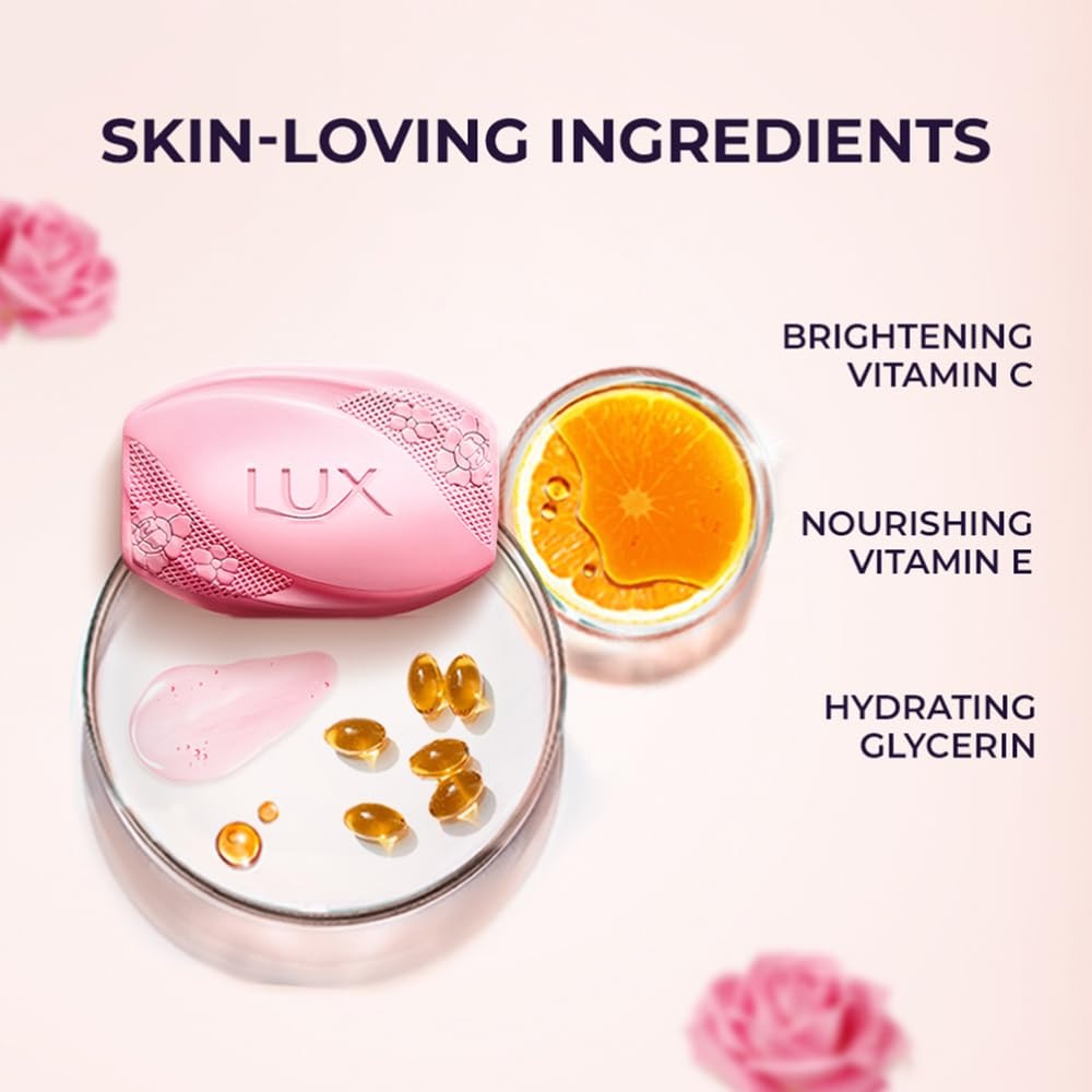 Lux Radiant Glow Bathing Soap infused with Vitamin C & E For Superior Glow Offer Pack of 8 x 150g,Lux Radiant Glow Soap, Vitamin C Soap, Vitamin E Soap,
