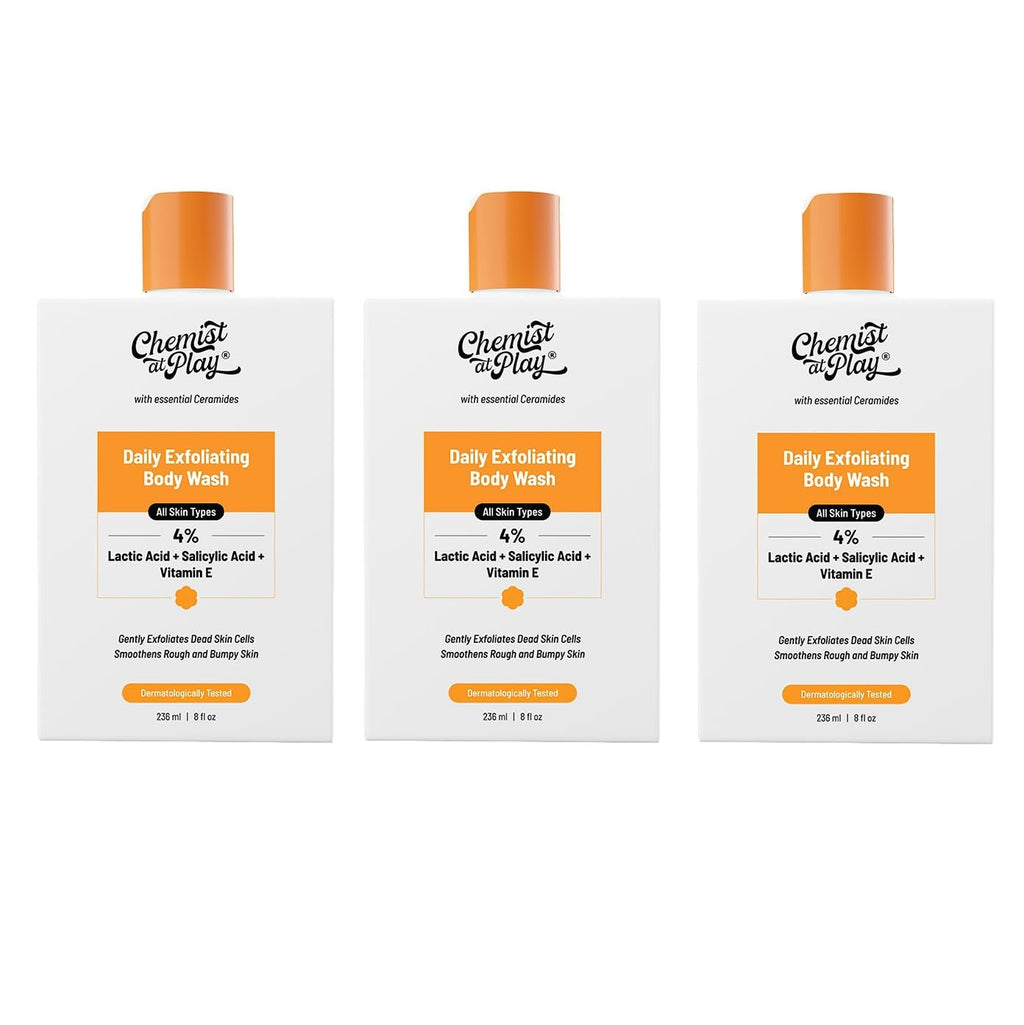 Chemist At Play Exfoliating Body Wash | Removes Tan, Fights Body Acne, Strawberry Skin | 4% (Salicylic Acid, Vitamin E & Lactic Acid)