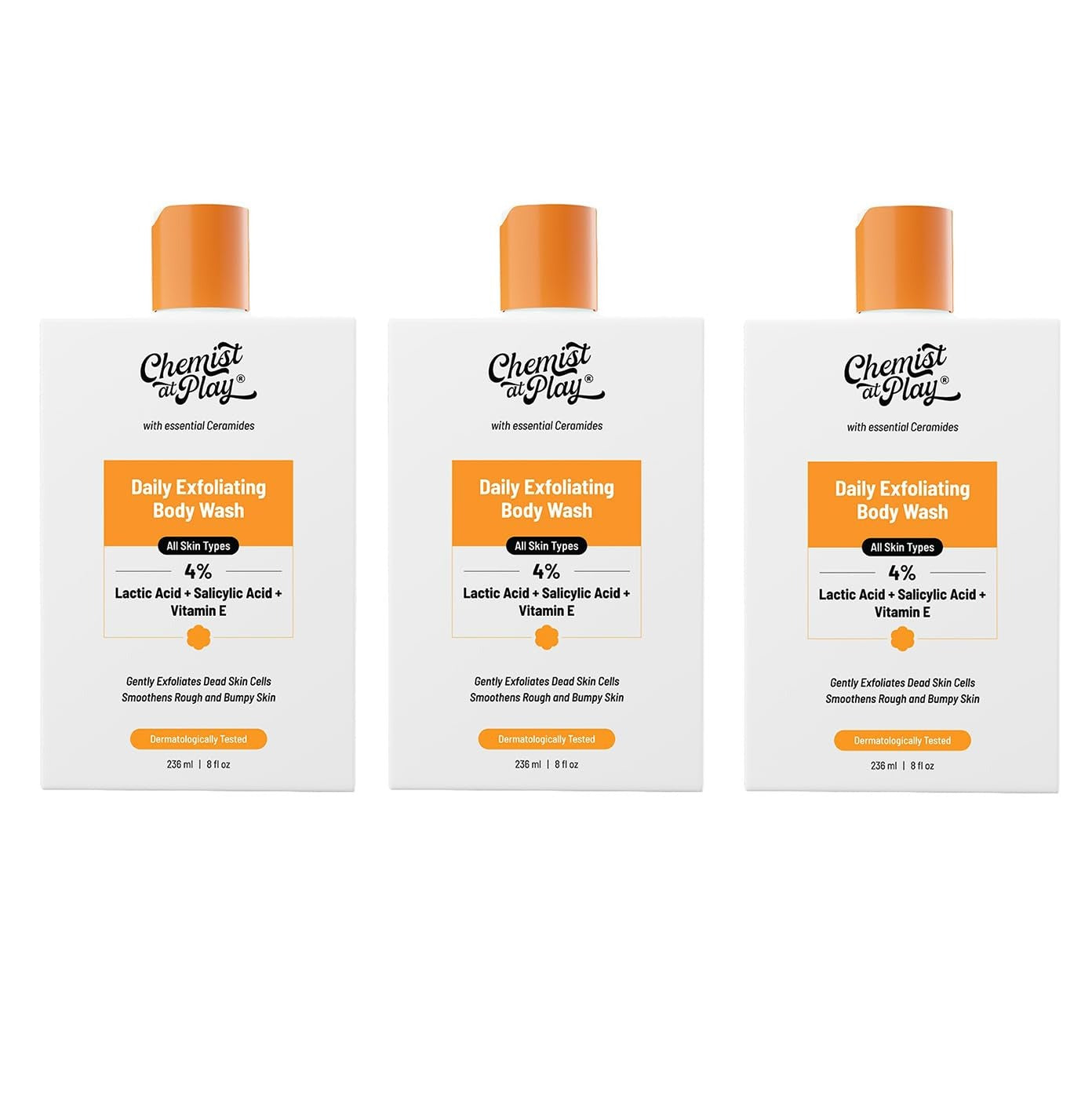 Chemist At Play Exfoliating Body Wash | Removes Tan, Fights Body Acne, Strawberry Skin | 4% (Salicylic Acid, Vitamin E & Lactic Acid)