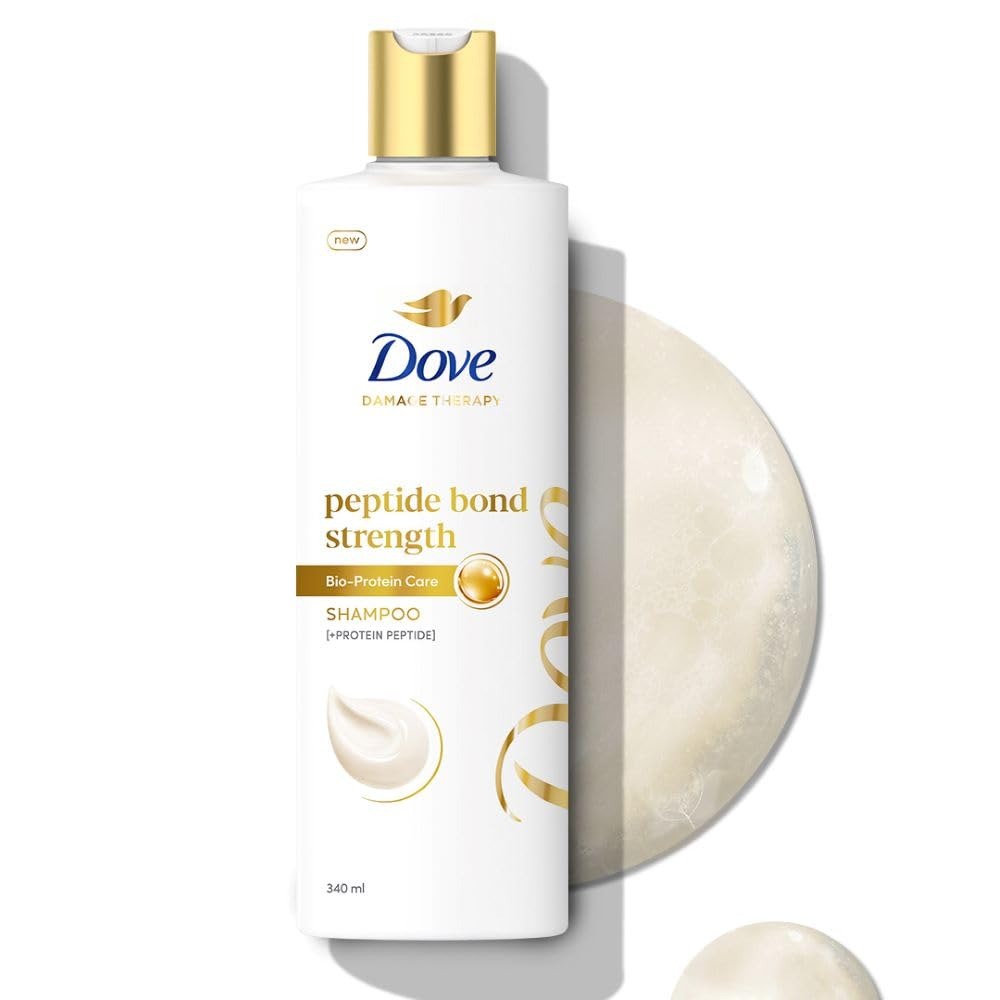 Dove Peptide Bond Strength Shampoo for Dry & Damaged Hair - 340 ml | Enriched with PROTEIN PEPTIDES | Reconstructs broken Bonds for 20X Stronger Hair