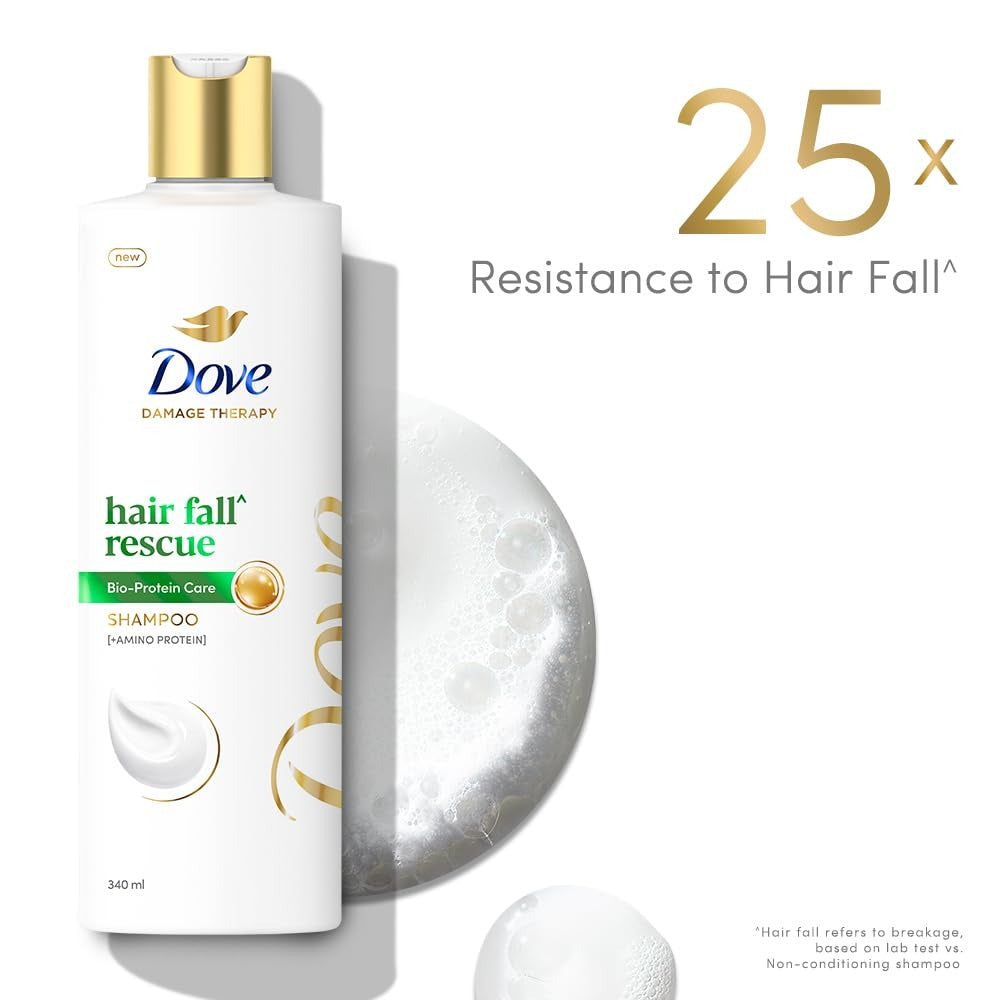 Dove Hair Fall Rescue Shampoo 340 ml|| For Damaged Hair|| Hair Fall Control for Thicker Hair - Mild Daily Anti Hair Fall Shampoo for Men & Women