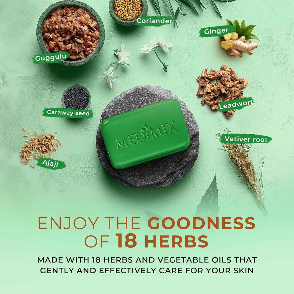 Medimix Classic Ayurvedic Traditionally Made Soap 150g (4 + 1 Combo Pack) | Infused with 18 Herbs | Effective for Skin Problems,Medimix soap, Medimix Classic,