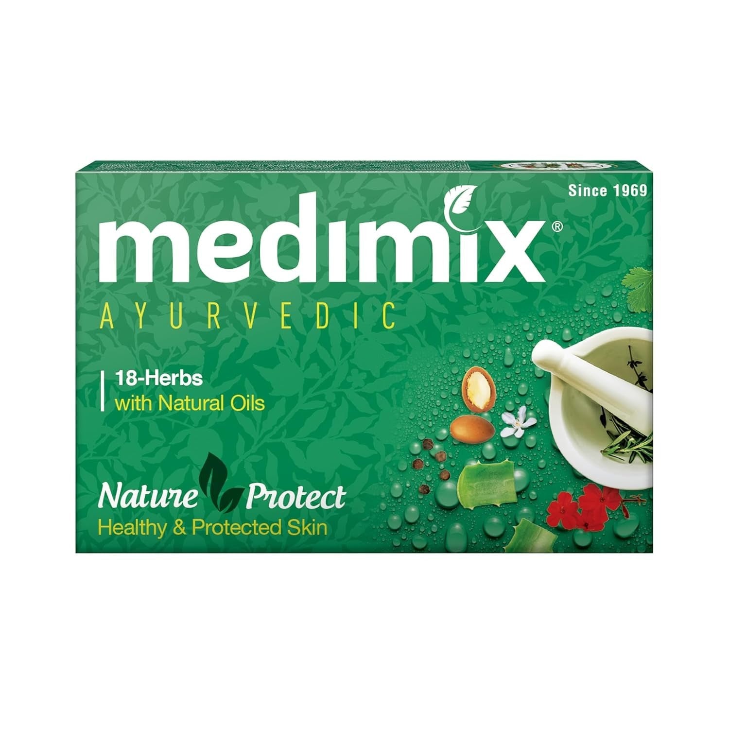 Medimix Ayurvedic Classic 18 Herbs Bathing Soap 125g | Natural Oils For Healthy & Protected Skin | Shop Herbal | Natural | Paraben-free & Sulphate-free |