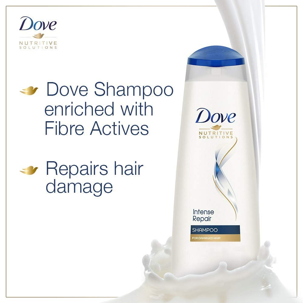Dove Intense Repair Shampoo For Damaged Hair, Enriched with Fiber Actives, Repairs Hair Damage , Makes Hair Smooth And Strong , 180 ml