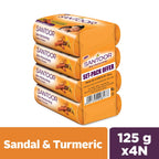 Santoor Sandal & Turmeric Soap for Total Skin Care, 125g (Pack of 4),Santoor soap, sandal soap, turmeric soap, skin brightening soap, herbal soap, natural soap,