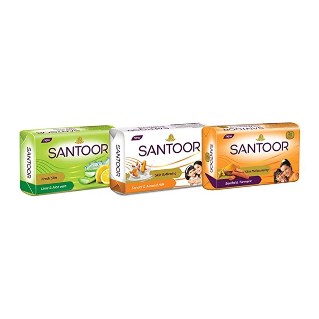 Santoor Sandal & Turmeric Soap for Total Skin Care, 125g (Pack of 4),Santoor soap, sandal soap, turmeric soap, skin brightening soap, herbal soap, natural soap,
