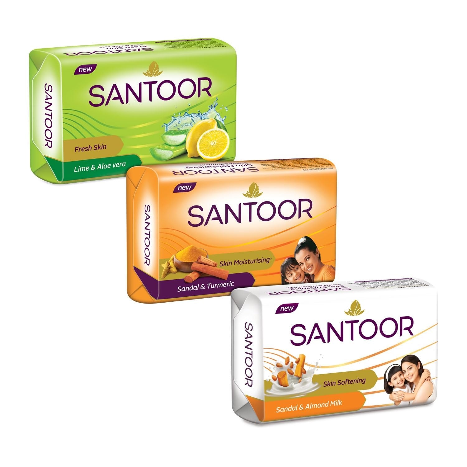 Santoor Fresh Skin Aloe Vera & Lime Bathing Soap with Nourishing & Anti-Aging Properties| For Smooth & Soft and Younger-Looking Skin| For All Skin Types| 125g,