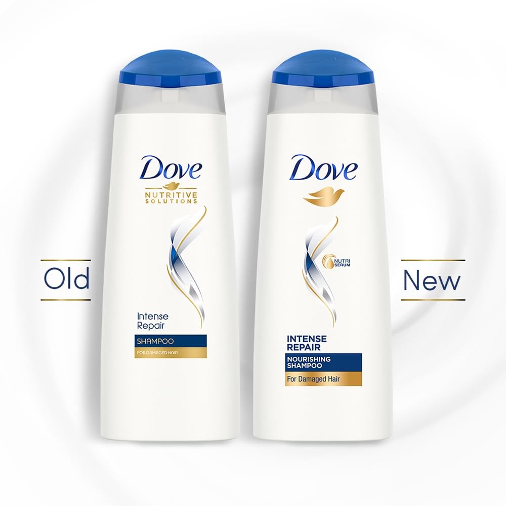 Dove Intense Repair Shampoo 340 ml - Repairs Dry and Damaged Hair, Strengthening for Smooth & Strong Hair - Mild Daily for Men & Women (Pack of 2)
