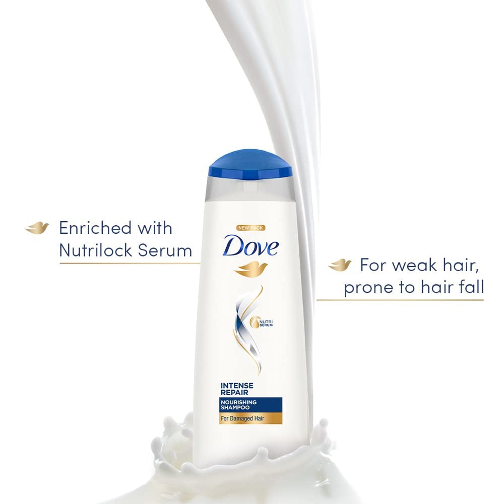 Dove Intense Repair Shampoo 340 ml - Repairs Dry and Damaged Hair, Strengthening for Smooth & Strong Hair - Mild Daily for Men & Women (Pack of 2)